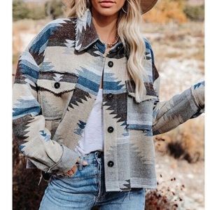 #97 CLOSEOUT SALE!!! NEW! Tribal Aztec Print Flannel Shacket Coat Jacket